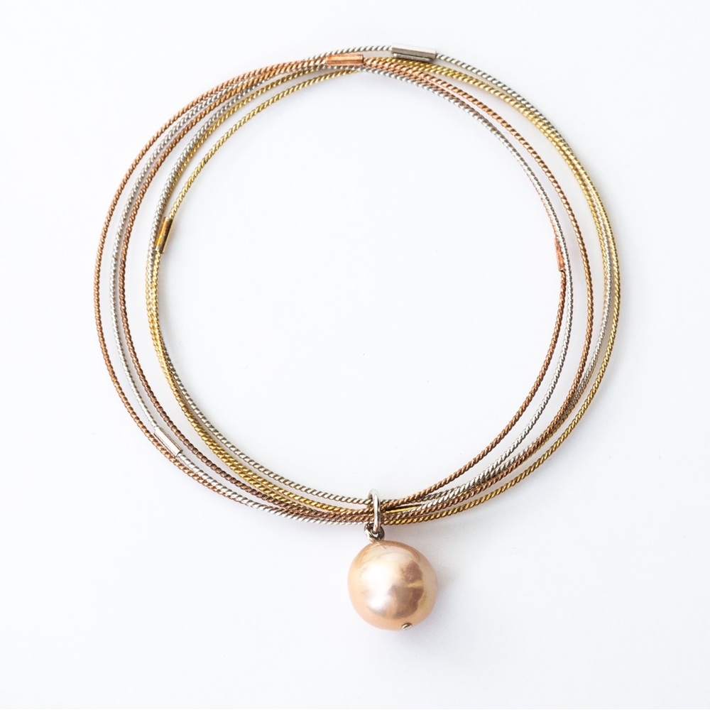 Honora 13.0 Ming cultured Pearl sterling silver tricolor bangles